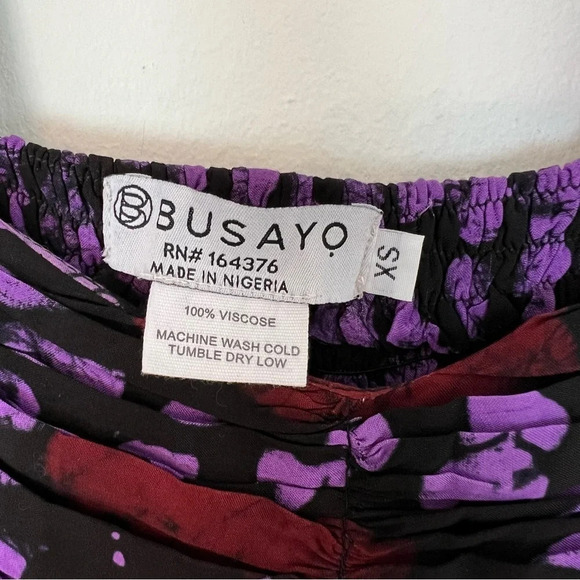 Busayo Olumide Square Neck Tiered Maxi Dress Lilac Red XS Summer Boho Colorful - Picture 6 of 8